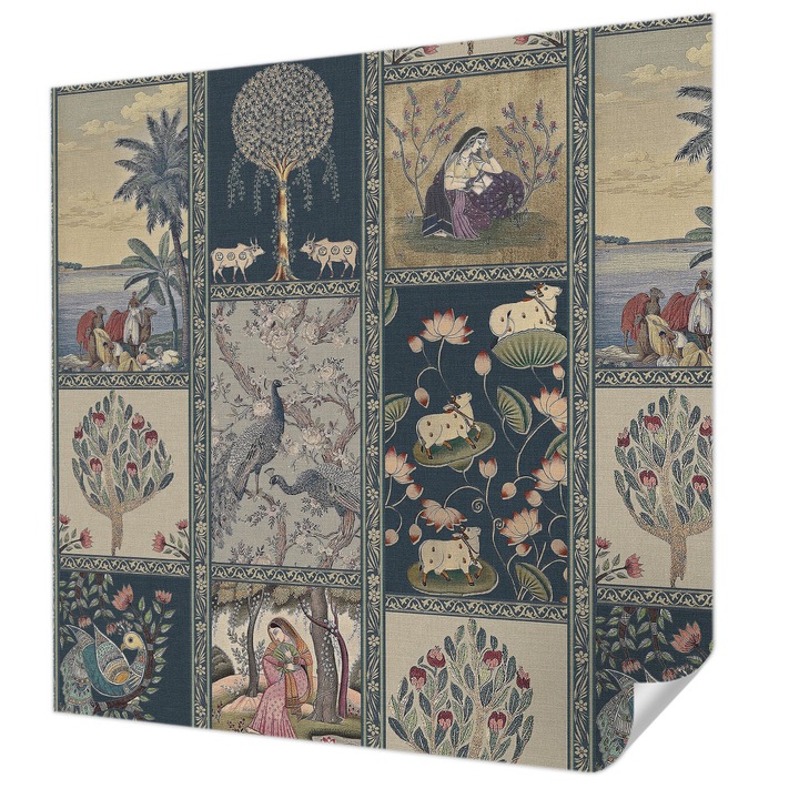 Öntapadós Tapéta Fali Dekoráció, Wallfluent, Romantikus jelenet, Tengerészkék, 250 x 250 cm, Könnyen Tisztítható, Nedvességálló, 010170060030000285204