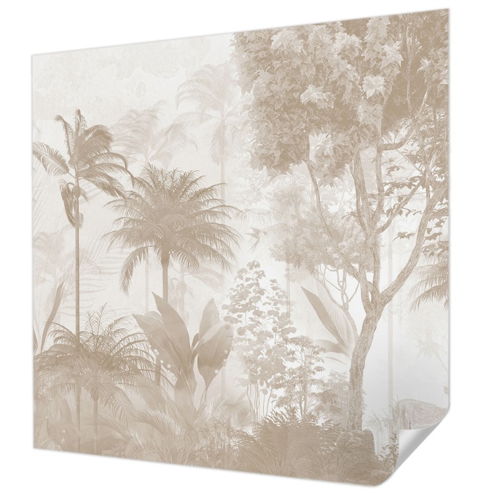 Öntapadós Tapéta Falra, Wallfluent, Trópusi táj, Bézs, 250 x 250 cm, Nappaliba, Konyhába, 010170060030000285216