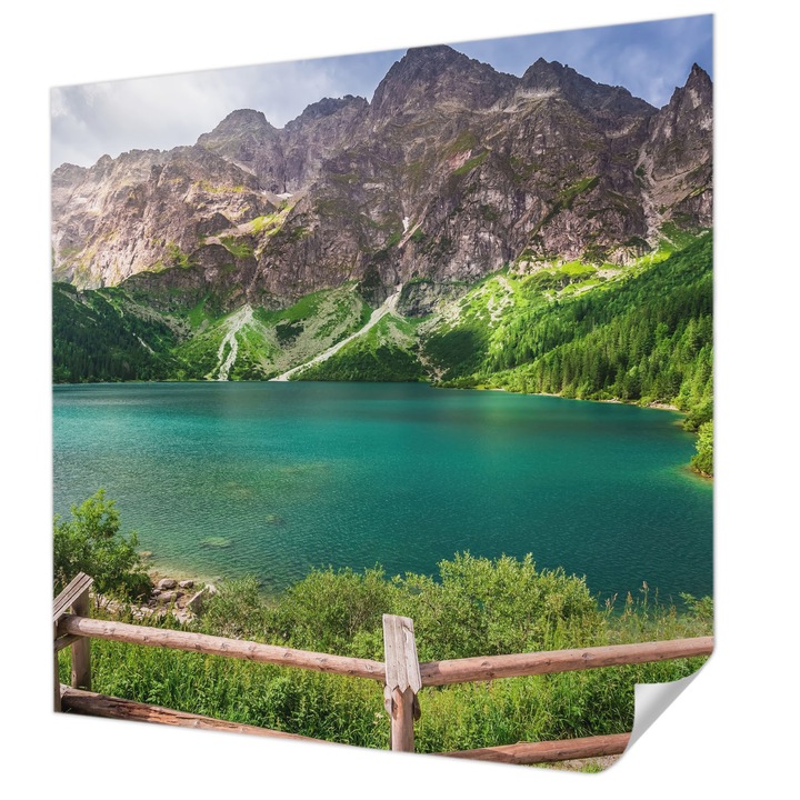 Öntapadós Fotótapéta Falra, Wallfluent, Hegyi táj, Zöld, 250 x 250 cm, Erős Ragasztó, Modern Belsőépítészeti Dekoráció, 010170060030000007665