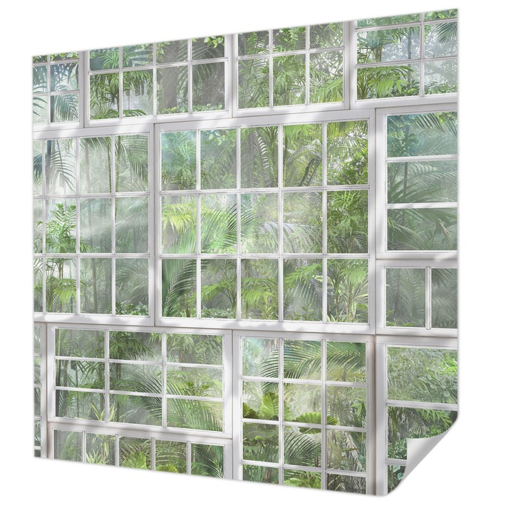 Öntapadós Tapéta Fali Dekoráció, Wallfluent, Zöld erdő, Zöld, 250 x 250 cm, Erős Ragasztó, Modern Belsőépítészeti Dekoráció, 010170060030000285257