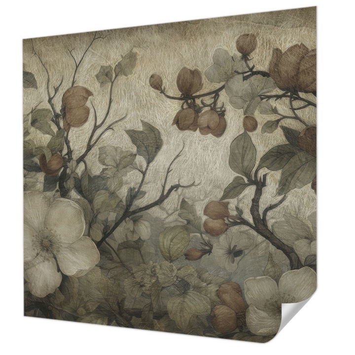 Öntapadós Dekor Tapéta, Wallfluent, Virágos szépség, Barna, 250 x 250 cm, Fali Dekoráció, Nedvesség- És Foltálló, 010170060030000285314