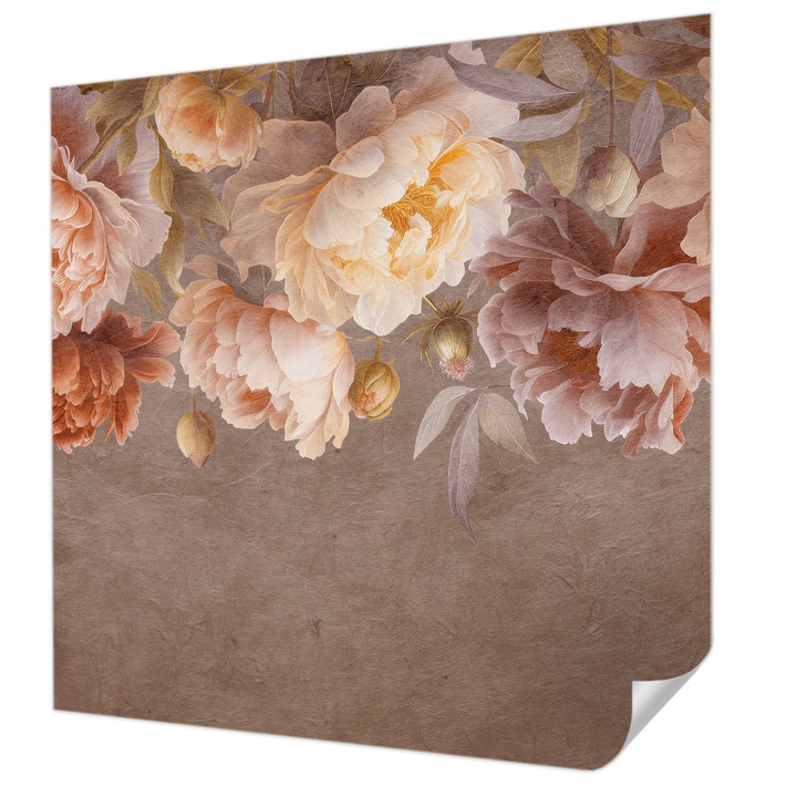 Öntapadós Dekor Tapéta, Wallfluent, Virágos elegancia, Barna, 250 x 250 cm, Erős Ragasztó, Modern Belsőépítészeti Dekoráció, 010170060030000285316