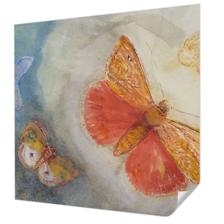 Öntapadós Tapéta Fali Dekoráció, Wallfluent, Színes pillangók, Narancssárga, 250 x 250 cm, Nappaliba, Konyhába, 010170060030000285396