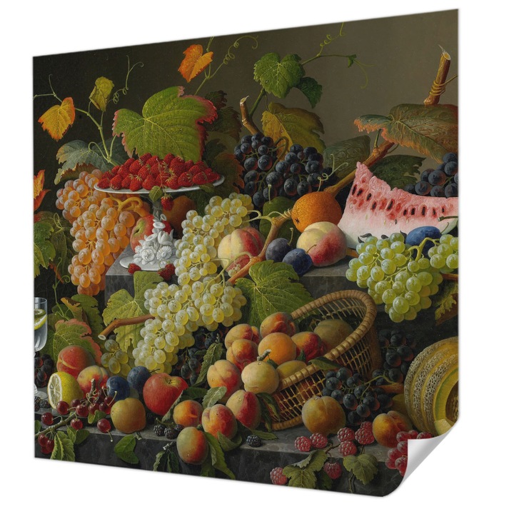 Öntapadós Fotótapéta Falra, Wallfluent, Gyümölcsösszetétel, Fehér, 250 x 250 cm, Modern Dizájn, Könnyen Felszerelhető És Tisztítható, 010170060030000285408