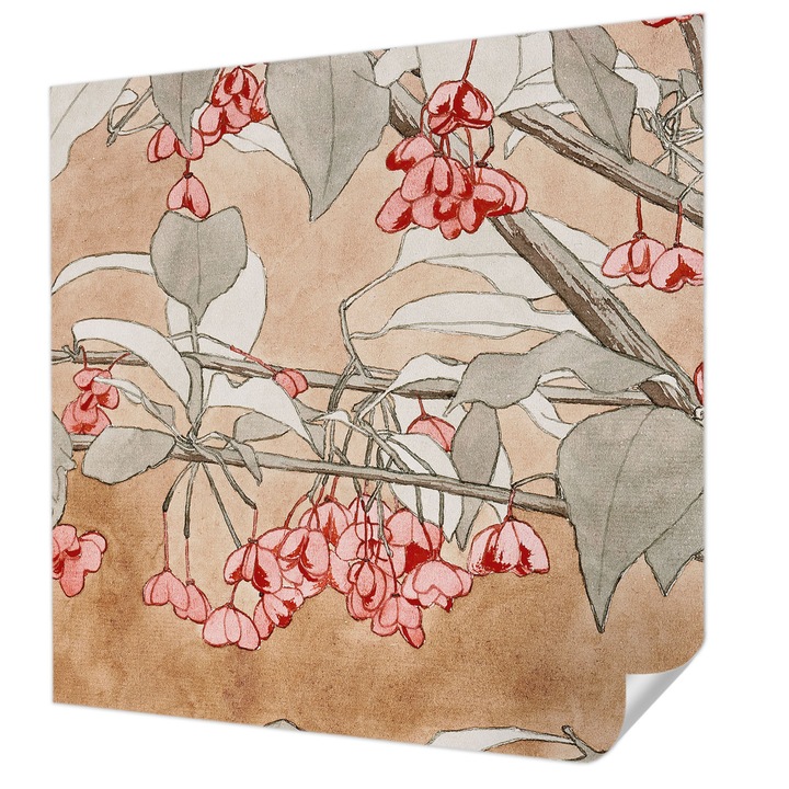 Öntapadós Tapéta Falra, Wallfluent, Virágos harmónia, Barna, 250 x 250 cm, Könnyen Tisztítható, Nedvességálló, 010170060030000285452