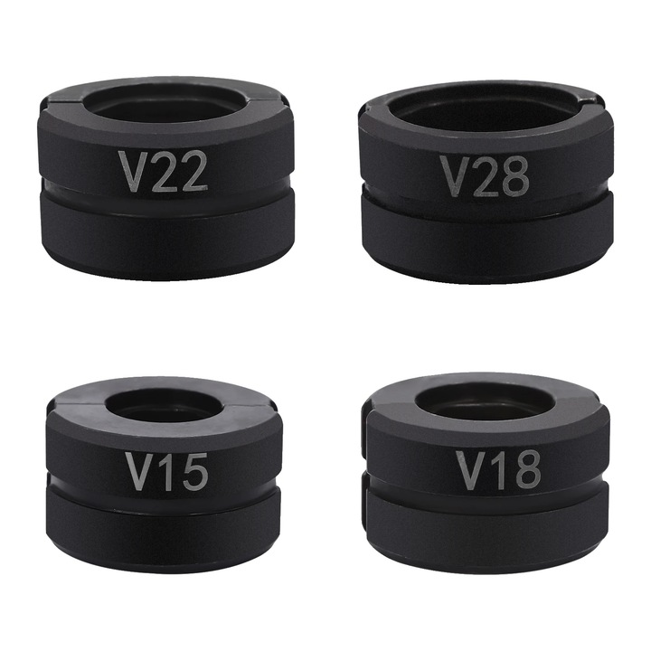 Inserts de crimpare, 4 bucati, material din otel Cr45, negru