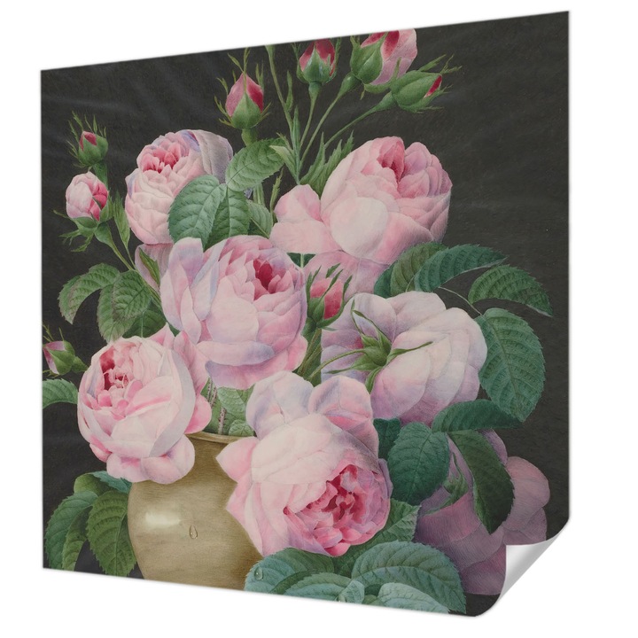 Öntapadós Tapéta Falra, Wallfluent, Virágos elegancia, Fekete és fehér, 250 x 250 cm, Nappaliba, Konyhába, 010170060030000285517