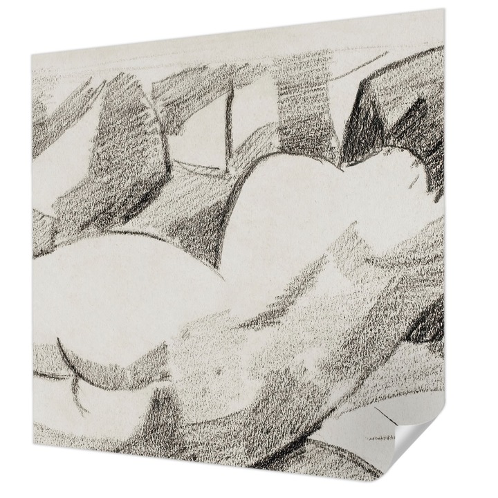 Öntapadós Tapéta Fali Dekoráció, Wallfluent, Egy hazug alak, Fekete és fehér, 250 x 250 cm, Könnyen Tisztítható, Nedvességálló, 010170060030000285607