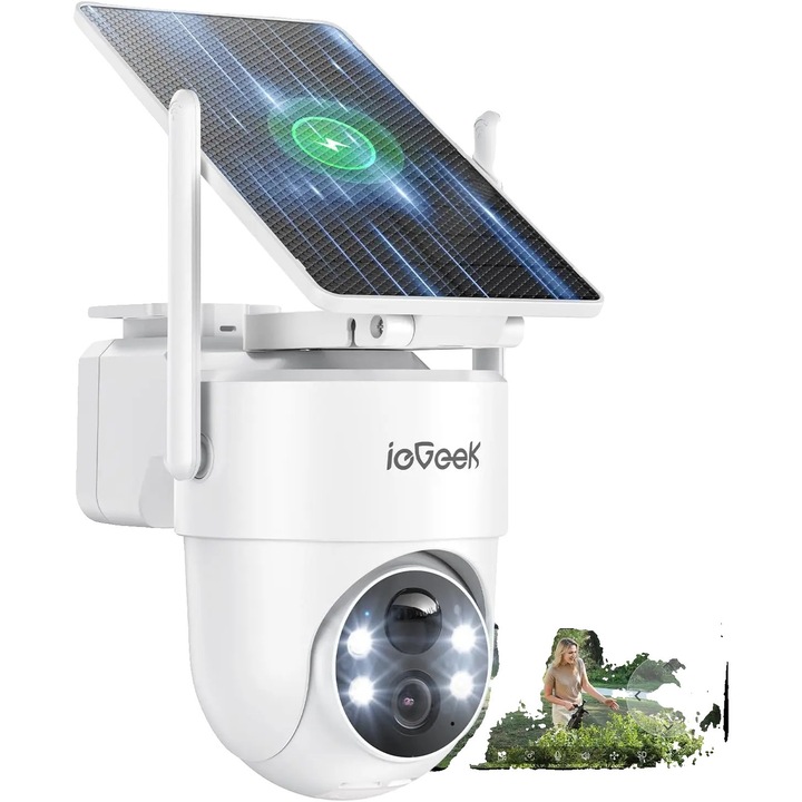 Cameră de supraveghere wireless 3 MP, vedere nocturnă color, 360 grade, dimensiuni 17.50x16.70x11.20mm