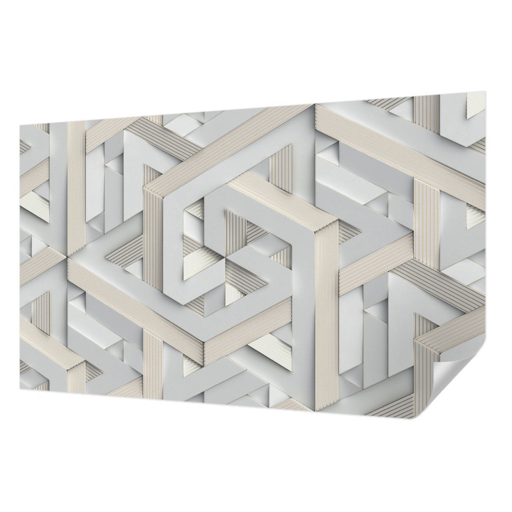 Öntapadós Fotótapéta Falra, Wallfluent, Illuzórikus formák, Fehér, 416 x 254 cm, Klasszikus, Könnyen Felszerelhető, 010170060070000033993