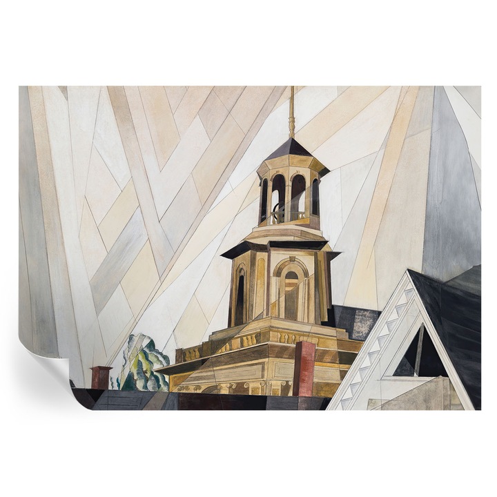 Fototapet Tulup, Turn arhitectural, Alb, 312x219cm, Autoadeziv, Lavabil