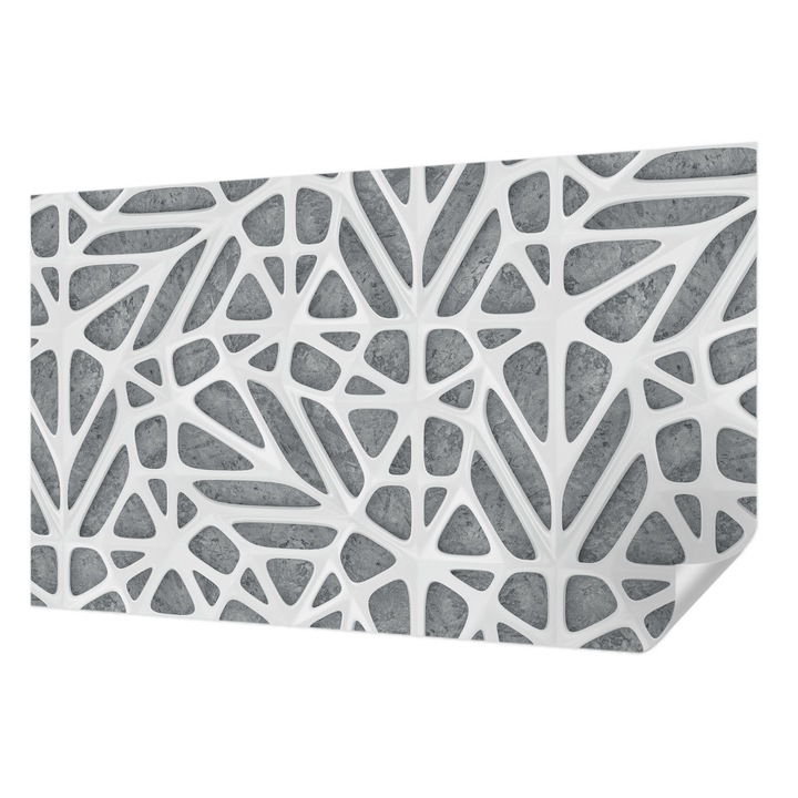 Öntapadós Tapéta Fali Dekoráció, Wallfluent, Geometriai hálózat, Fehér, 416 x 254 cm, Könnyen Tisztítható, Nedvességálló, 010170060070000056564