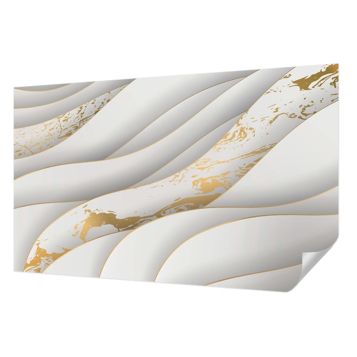 Öntapadós Tapéta Fali Dekoráció, Wallfluent, Dinamikus minták, Fehér, 416 x 254 cm, Erős Ragasztó, Modern Belsőépítészeti Dekoráció, 010170060070000056565