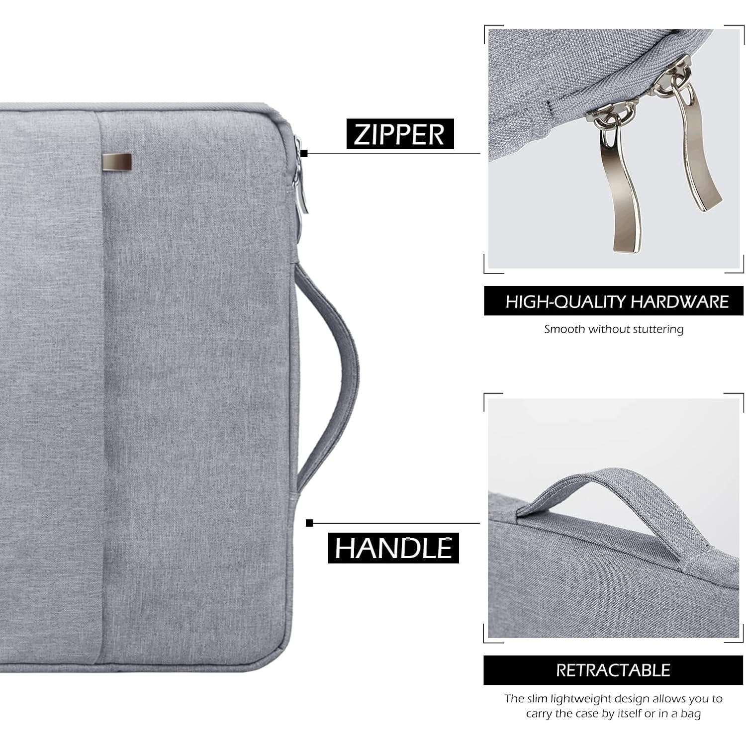 Husa Laptop 15.6" Impermeabila, Antishoc, Slim, Gri Deschis