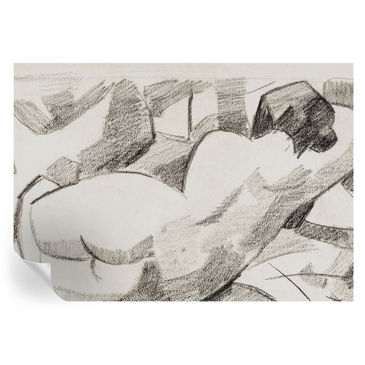 Öntapadós Tapéta Fali Dekoráció, Tulup, Egy hazug alak, Fekete és fehér, 208 x 146 cm, Dekor, Nedvesség- És Foltálló, 010170060950000285607