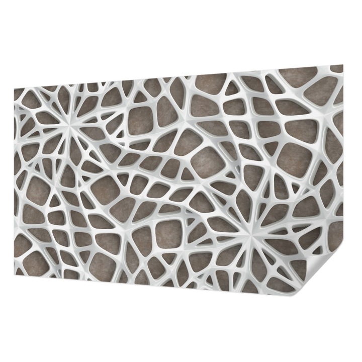 Öntapadós Tapéta Falra, Wallfluent, Geometriai hálózat, Fehér, 416 x 254 cm, Erős Ragasztó, Modern Belsőépítészeti Dekoráció, 010170060070000056606