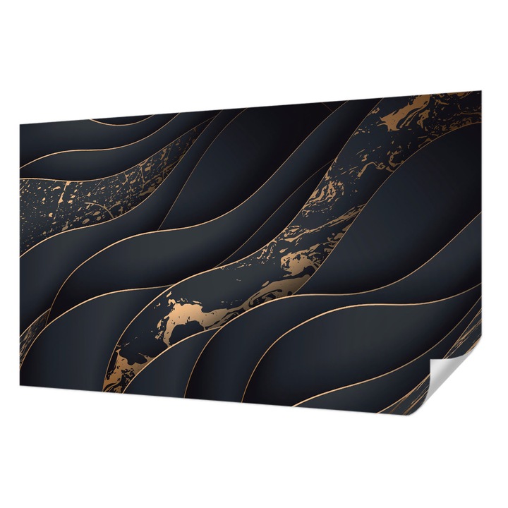 Öntapadós Tapéta Falra, Wallfluent, Elegáns hullámok, Fekete, 416 x 254 cm, Modern Dizájn, Könnyen Felszerelhető És Tisztítható, 010170060070000056605