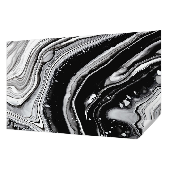 Öntapadós Dekor Tapéta, Wallfluent, Monokróm hullámok, Fekete és fehér, 416 x 254 cm, Fali Dekoráció, Nedvesség- És Foltálló, 010170060070000077323