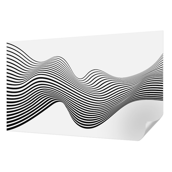 Öntapadós Dekor Tapéta, Wallfluent, Dinamikus absztrakció, Fehér, 416 x 254 cm, Erős Ragasztó, Modern Belsőépítészeti Dekoráció, 010170060070000075351