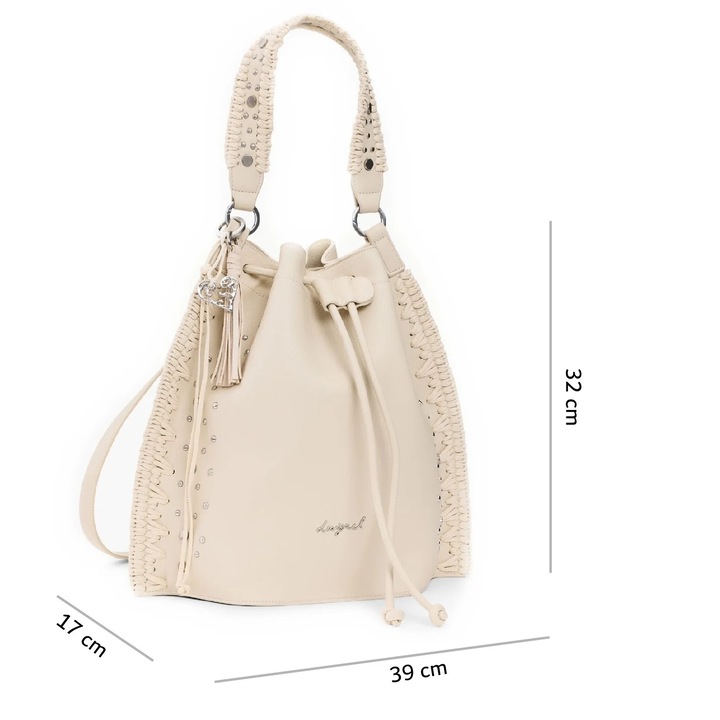 Rucsac si geanta de dama, Desigual, seria Gallium Harlan, Bej crud