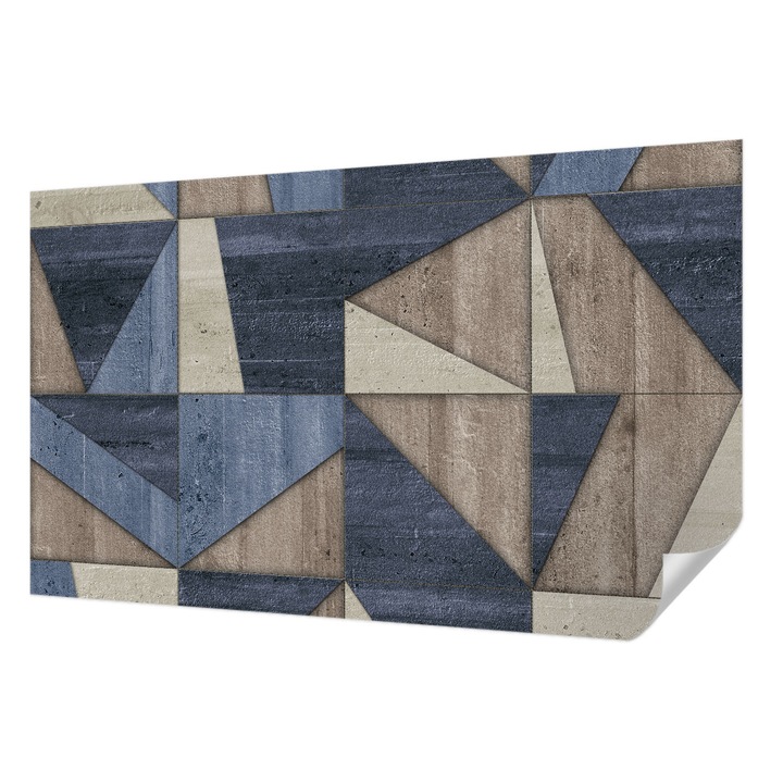 Öntapadós Tapéta Fali Dekoráció, Wallfluent, Geometriai minták, Kék, 416 x 254 cm, Modern Dizájn, Nedvesség- És Foltálló, 010170060070000077399