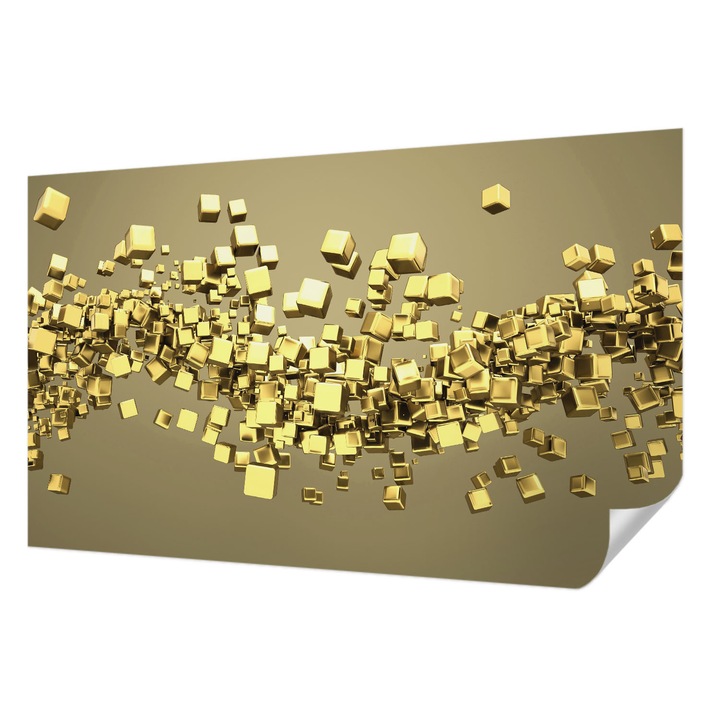 Tapet Autocolant De Perete, Wallfluent, Cuburi creative, Galben, 416 x 254 cm, Pentru Interior, Usor De Curatat, 010170060070000274317