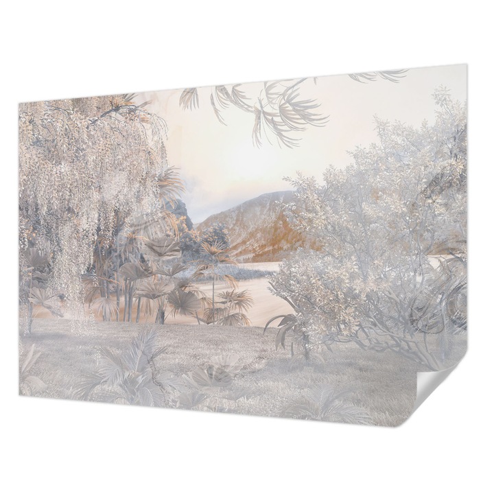 Öntapadós Dekor Tapéta, Wallfluent, A finomság természete, Fehér, 312 x 219 cm, Erős Ragasztó, Modern Belsőépítészeti Dekoráció, 010170060960000282732