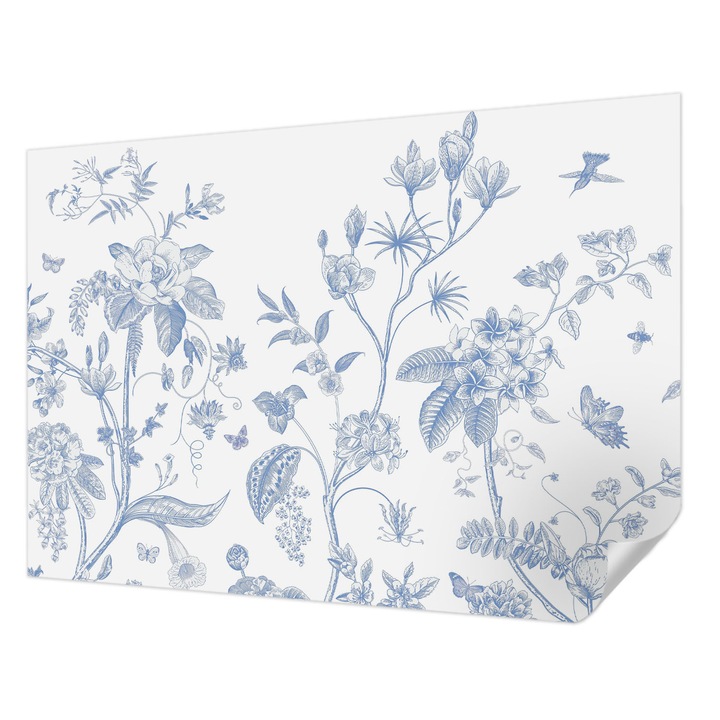 Tapet Autocolant De Perete, Wallfluent, Model floral, Alb, 208 x 146 cm, Pentru Living, Birou, Hol, 010170060950000282741