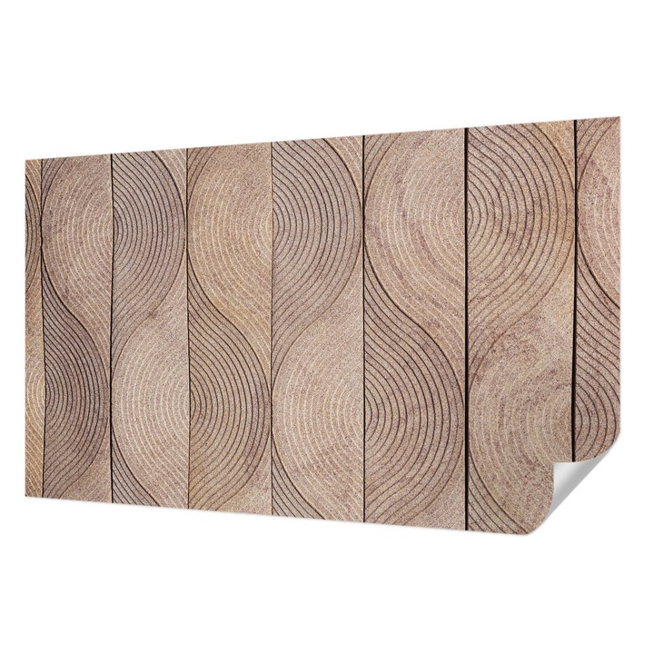 Tapet Autocolant De Perete, Wallfluent, Valuri de lemn, Maro, 416 x 254 cm, Detasabil, Lavabil, 010170060070000282493