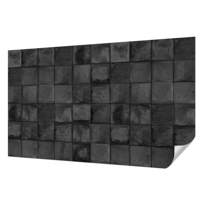 Öntapadós Dekor Tapéta, Wallfluent, Szürke csempék, Szürke, 416 x 254 cm, Nappaliba, Konyhába, 010170060070000282522