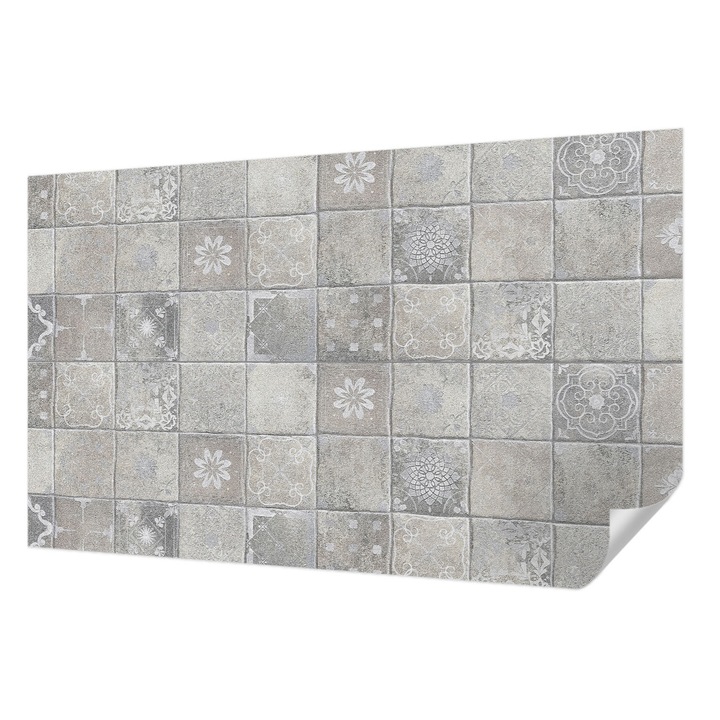 Öntapadós Tapéta Fali Dekoráció, Wallfluent, Finom minták, Szürke, 416 x 254 cm, Könnyen Tisztítható, Nedvességálló, 010170060070000282523
