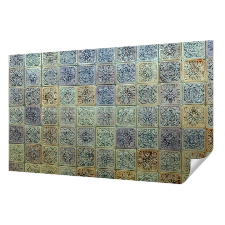 Öntapadós Dekor Tapéta, Wallfluent, Geometrikus csempék, Szürke, 416 x 254 cm, Dekoráció, Falra, 010170060070000282521