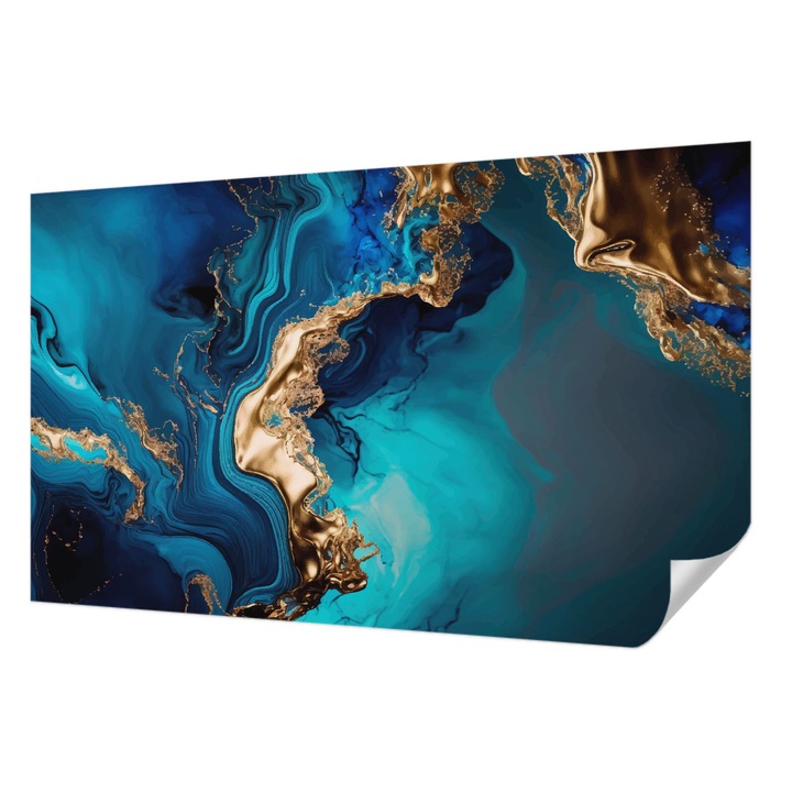 Öntapadós Tapéta Falra, Wallfluent, Színes absztrakció, Tengerészkék, 416 x 254 cm, Modern Dizájn, Könnyen Felszerelhető És Tisztítható, 010170060070000282562