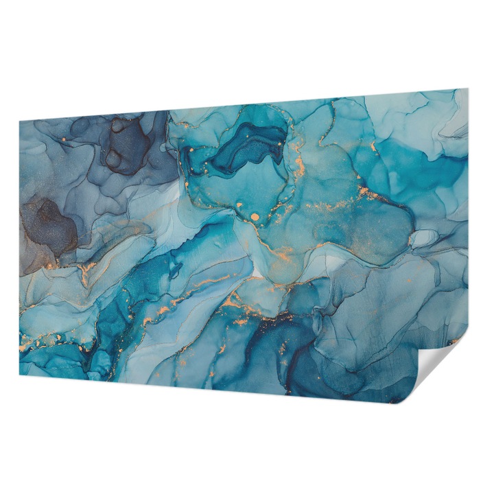 Öntapadós Tapéta Fali Dekoráció, Wallfluent, Kék absztrakció, Kék, 416 x 254 cm, Klasszikus, Könnyen Felszerelhető, 010170060070000282553