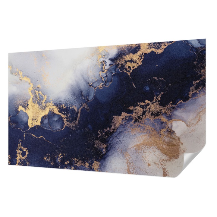 Öntapadós Tapéta Fali Dekoráció, Wallfluent, Sötétkék hullámok, Tengerészkék, 416 x 254 cm, Előszobába, Hálószobába, 010170060070000282556