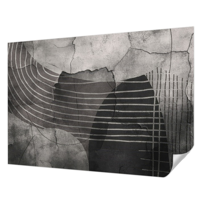 Tapet Textil Autocolant, Wallfluent, Linii abstracte, Gri, 312 x 219 cm, Pentru Perete, Rezistente La Apa, Umiditate Si Pete, 010170060960000285141