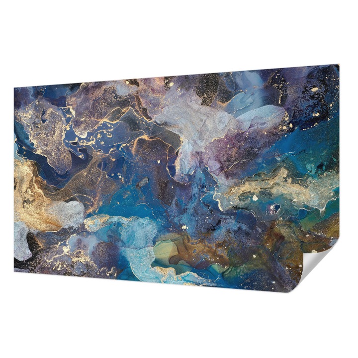 Öntapadós Tapéta Falra, Wallfluent, Kozmikus mozaik, Kék, 416 x 254 cm, Előszobába, Hálószobába, 010170060070000282572