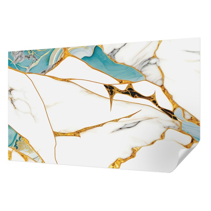 Öntapadós Fotótapéta Falra, Wallfluent, A márvány eleganciája, Fehér, 416 x 254 cm, Modern Dizájn, Könnyen Felszerelhető És Tisztítható, 010170060070000282602