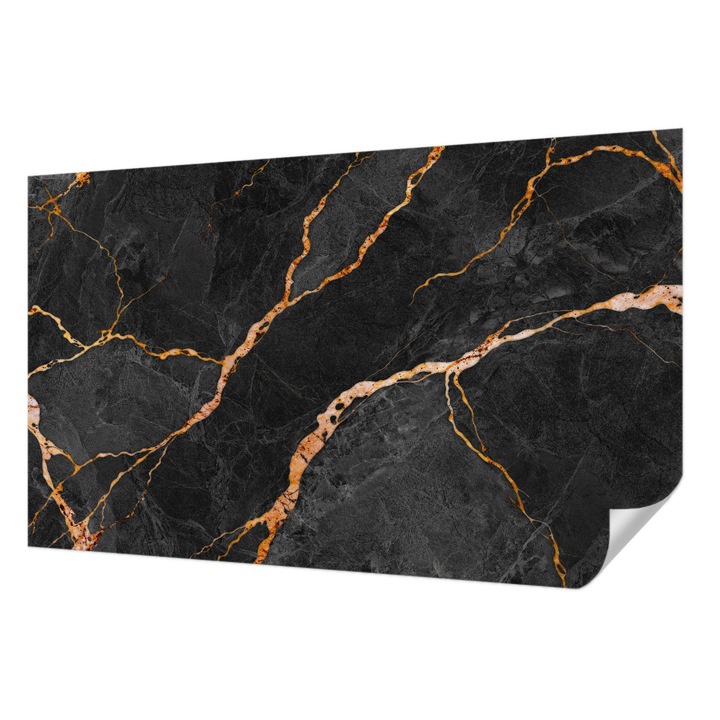 Öntapadós Fotótapéta Falra, Wallfluent, Márvány erek, Fekete, 416 x 254 cm, Fali Dekoráció, Nedvesség- És Foltálló, 010170060070000282599