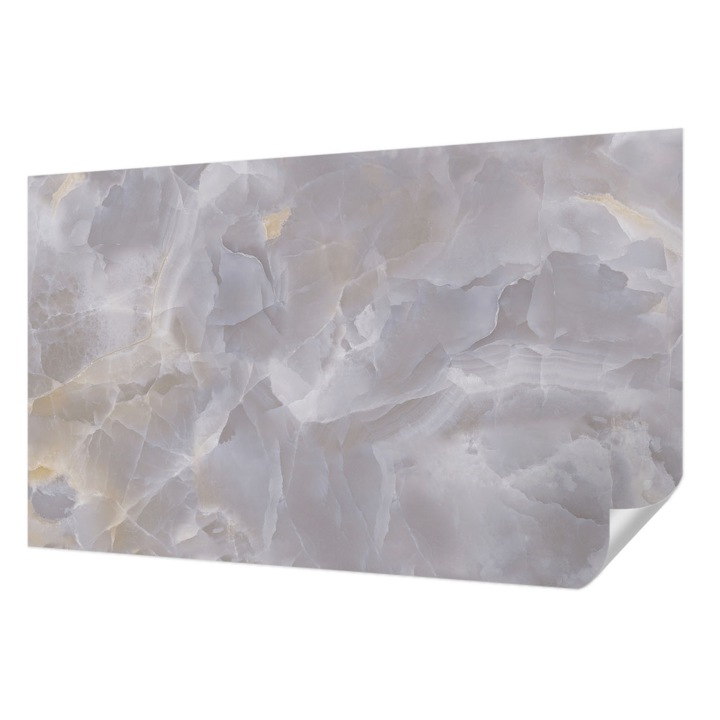 Öntapadós Dekor Tapéta, Wallfluent, Márvány hullámok, Fehér, 416 x 254 cm, Könnyen Tisztítható, Nedvességálló, 010170060070000282607