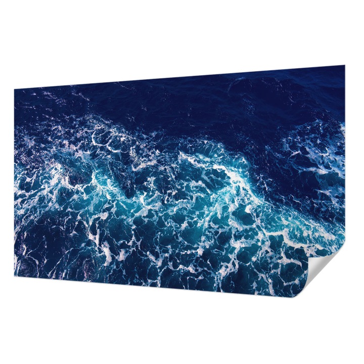 Tapet Textil Autocolant, Wallfluent, Valurile marii, Bleumarin, 416 x 254 cm, Pentru Perete, Rezistente La Apa, Umiditate Si Pete, 010170060070000282624