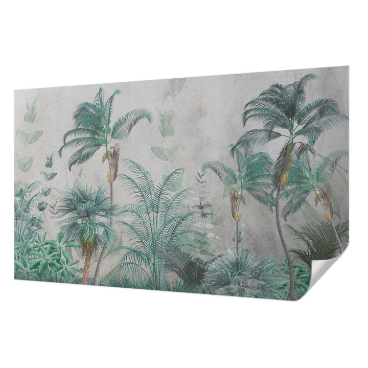 Öntapadós Tapéta Falra, Wallfluent, Egzotikus oázis, Zöld, 416 x 254 cm, Könnyen Tisztítható, Nedvességálló, 010170060070000282666