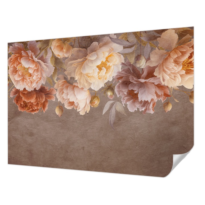 Fali Fotótapéta Autocolant, Wallfluent, Eleganta florala, Maro, 208 x 146 cm, Pentru Baie, Bucatarie, 010170060950000285316