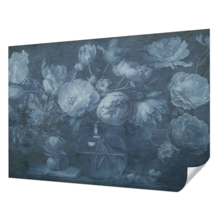 Tapet Autocolant De Perete, Wallfluent, Aranjament floral, Albastru, 208 x 146 cm, Pentru Sufragerie, Dormitor, 010170060950000285331