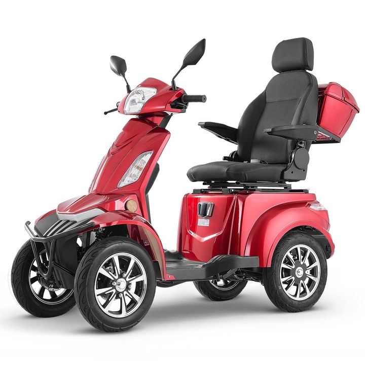 Scuter electric de mobilitate, cu 4 roti, pentru varstnici si adulti, Capacitate 227 kg, Motor 1000 W, Autonomie 35 km, 3 trepte de viteza, Pentru teren accidentat, Urcare pante 20°