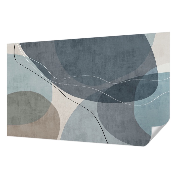 Öntapadós Dekor Tapéta, Wallfluent, Modern absztrakció, Kék, 416 x 254 cm, Könnyen Tisztítható, Nedvességálló, 010170060070000282728