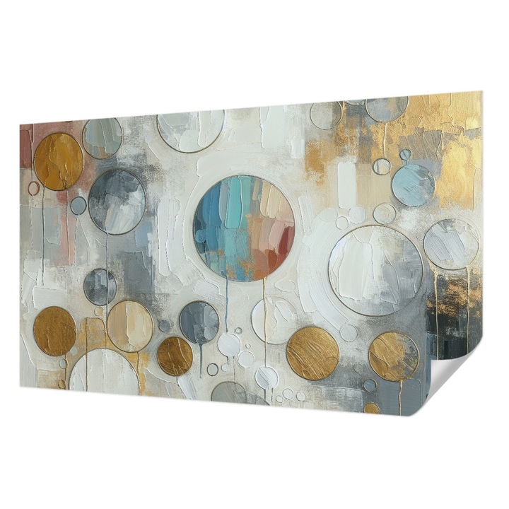 Öntapadós Fotótapéta Falra, Wallfluent, Geometriai körök, Szürke, 416 x 254 cm, Erős Ragasztó, Modern Belsőépítészeti Dekoráció, 010170060070000282723