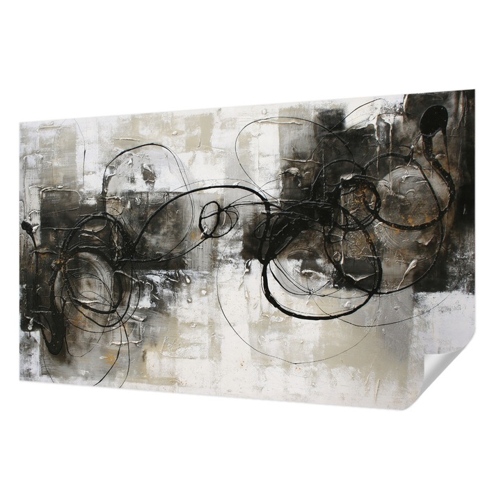 Öntapadós Dekor Tapéta, Wallfluent, Absztrakt örvény, Fekete, 416 x 254 cm, Klasszikus, Könnyen Felszerelhető, 010170060070000282733