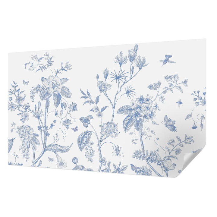 Öntapadós Tapéta Fali Dekoráció, Wallfluent, Virágminta, Fehér, 416 x 254 cm, Klasszikus, Könnyen Felszerelhető, 010170060070000282741