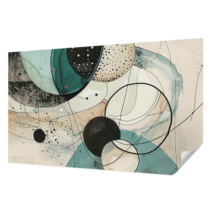 Öntapadós Tapéta Fali Dekoráció, Wallfluent, Színes körök, Szürke, 416 x 254 cm, Előszobába, Hálószobába, 010170060070000282742